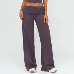 Wide Leg Fold Over Low Rise Flare Yoga Sweatpants