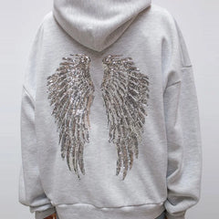 Sequin Angel Wings Hooded Sweatshirt And Sweat Pants
