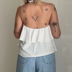 Halter 3D Flower Layered Ruffles Top