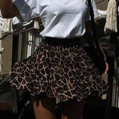 Leopard Printed Elastic Mini Skirt