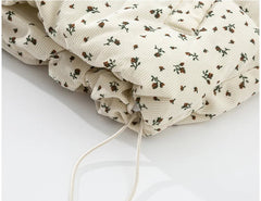 Beige Corduroy Print Parka Padded Jacket