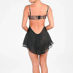 Black Bustier Cut Out Flare Mini Dress
