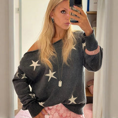 Grey Star Print Sweater