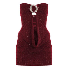 Sequi Strapless Buckle Hollow Out Mini Dress