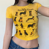 Yellow Animal Print Graphic T-Shirts