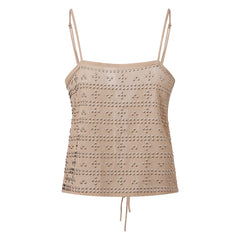 Khaki Rhinestone Embellished Cami Top