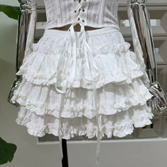 Floral Corset Hook Strappy Top And Frill Mini Skirt Set