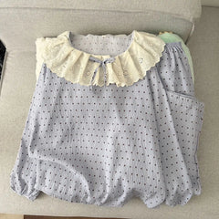 Frill Collar Long-Sleeve Pajama Set