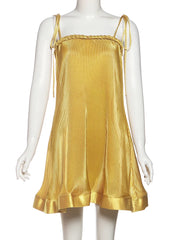 Braided Pleated Mini Sling Dress