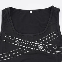 Black Rhinestone Belt Desgin Tnak Top