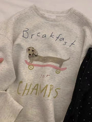 Cartoon Puppy Breakfast Printed Sweatshirt