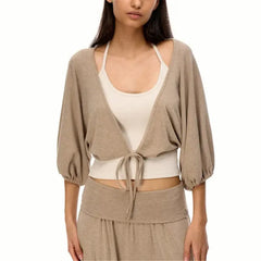 Cami Top and Half Sleeve Cropped Shrug Wrap Top