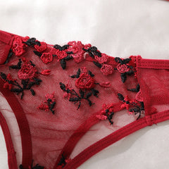 Mesh Floral Bra And Panty Lingerie Set