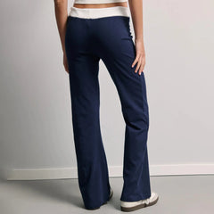 Bow Print Blue Drawstring Sweatpants