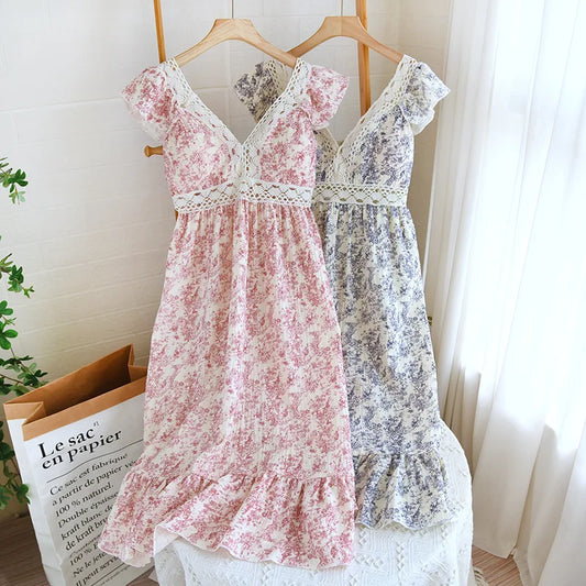 Floral Print Sleeveless Nightgown