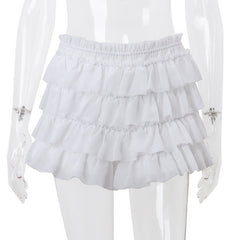 White Ruffle Cardigan Top And Mini Tiered Skirt Set - Free From Label