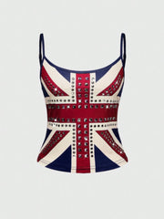 Flag Print Studded Cami Top