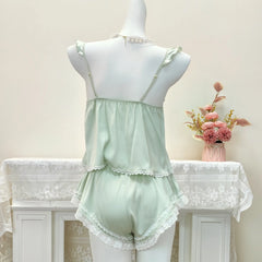 Lingerie Satin Top with Shorts Sleepwear Two-piece Set