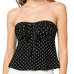 Dot Tie-up Print Strapless Top