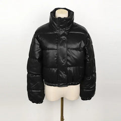 Faux Leather Puffer Short Jacket - Free From Label