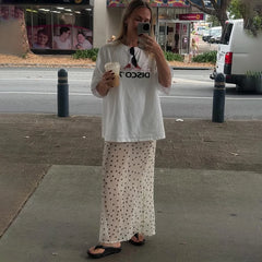 Sheer Polka Dot Midi Skirt