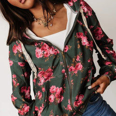 Floral patterned jacket worn by a person 