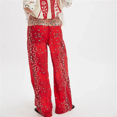 Floral High Waist Elastic 
 Palazzo Pants