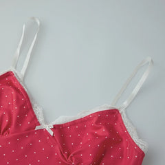 Polka Dot  Spaghetti Strap Top And Maxi Skirt Set