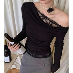 Lace Patchwork Long Sleeve Top