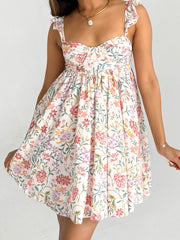 Floral dress worn by a person- close-up