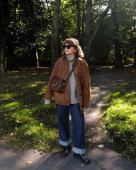 Women's brown suede overshirt.