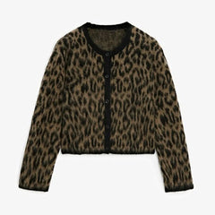 Leopard Print Knitted Cardigan