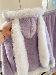 Purple Fur Plush 3 Piece Pajama Set