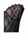 Black Lace Frill Sheer Tube Corset Maxi Dress