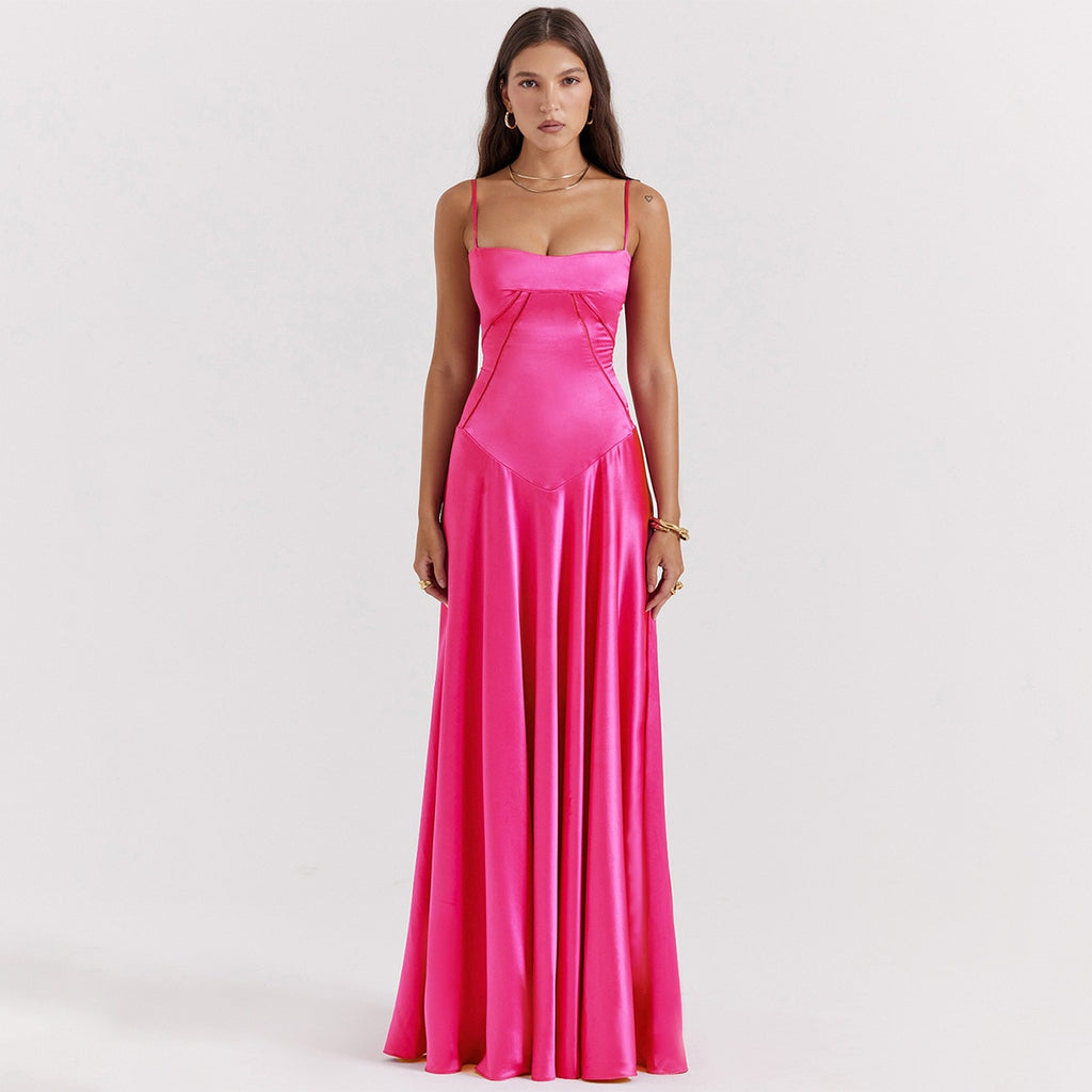 Satin Back Tie-Up Maxi Dress – Free From Label