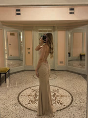 Spaghetti Strap Laced Up Rhinestone Detail Maxi Dress