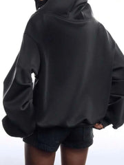 Grey Off-Shoulder Metal Eyelet Hooded Sweatshirt