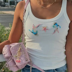 Sequin Beaded Embroidered Tank Top