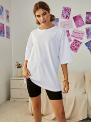 NOT IN THE MOOD Letter Printed Oversized Breathable Cotton Tees