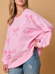 Sequin Bow Print Sweatshirt