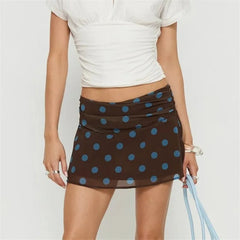 Polka Dot Print Low Waist Mini Skirt