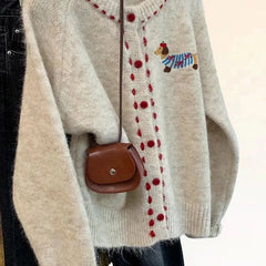 Animal Embroidery Knitted Cardigan