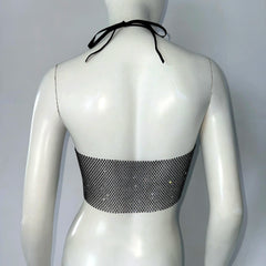 Black Tassel Cowl Open Back Top