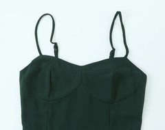 Green Cami Solid Mini Dress