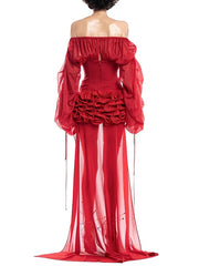 Off Shoulder Long Sleeve Ruched Corset Mini Dress