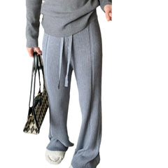 Knit Drawstring Straight Loose Pants