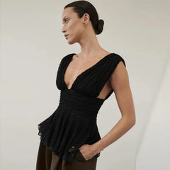 Woman wearing a black top