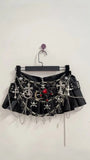 Black Micro Pleated Cross Chain Skirt