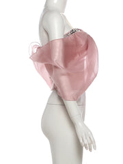 Pink Mesh Sequin Applique Slash Neck Top