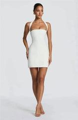 Halter Strap Solid Bodycon Mini Dress